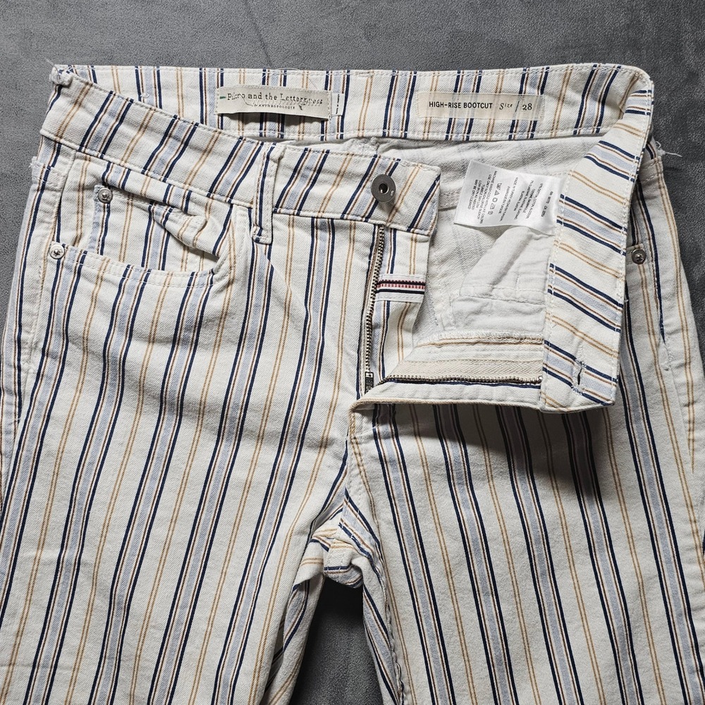 Pilcro and theβ Letterpress Anthropologie High Rise Bootcut Striped Jeans 28